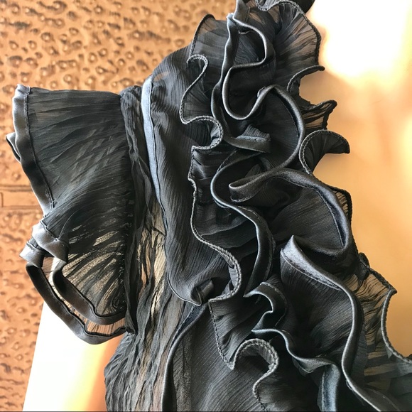 Black sheer ruffled blouse - Picture 5 of 8